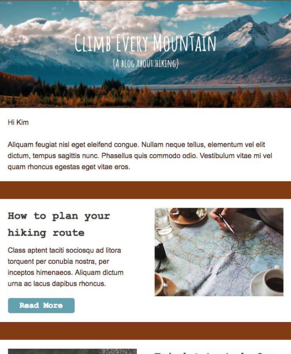 hiking email template