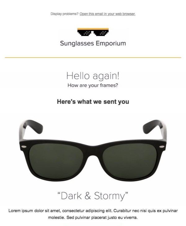 sunglasses email template