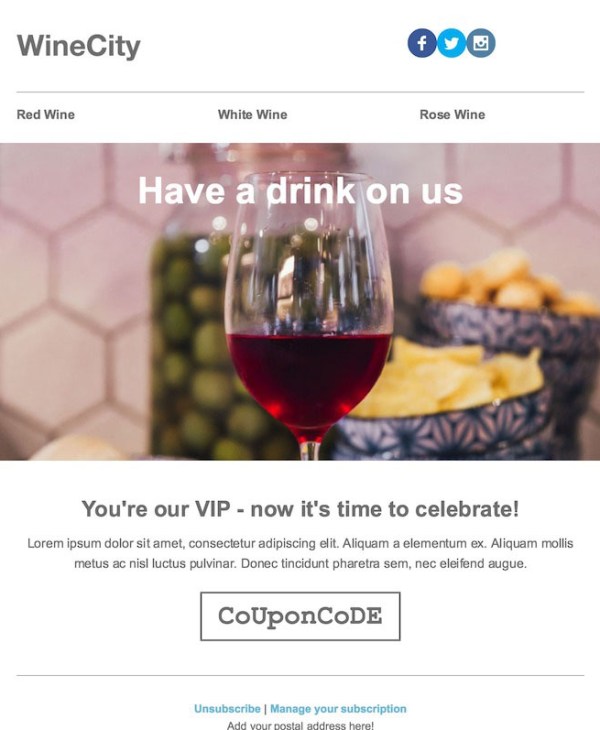 wine email template