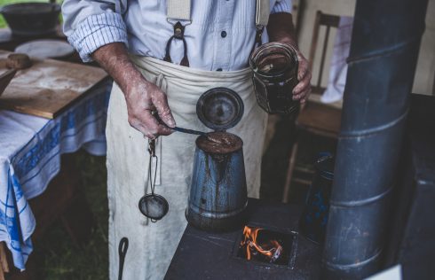 Man making materials. 