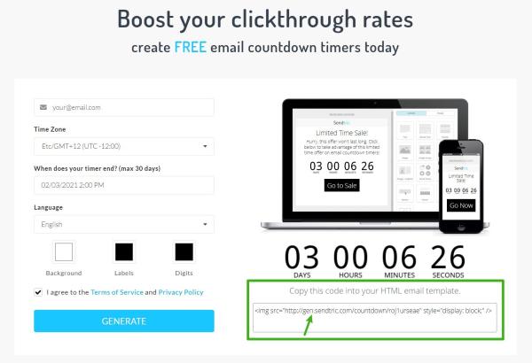 The email countdown timer embed code