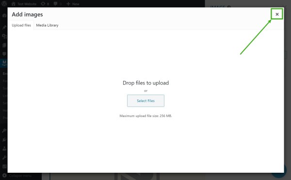 Close the WordPress Media Library inserter