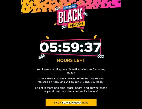 AppSumo email countdown timer example