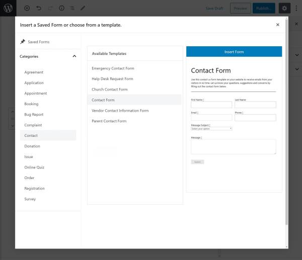 Gutenberg Forms templates