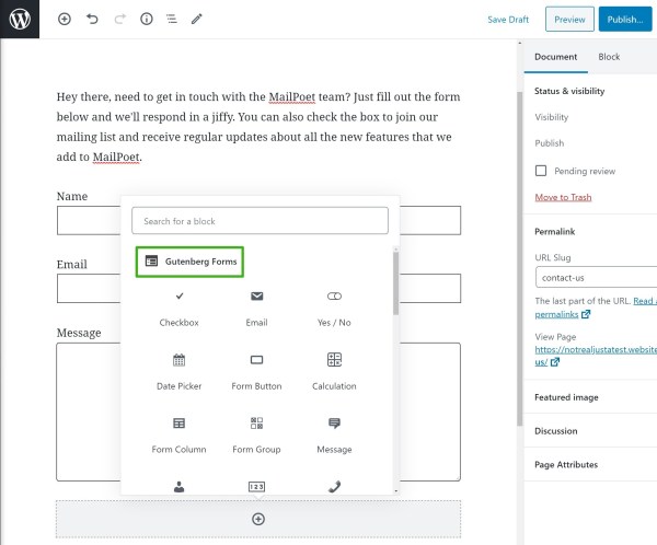 Adding new form fields with blocks