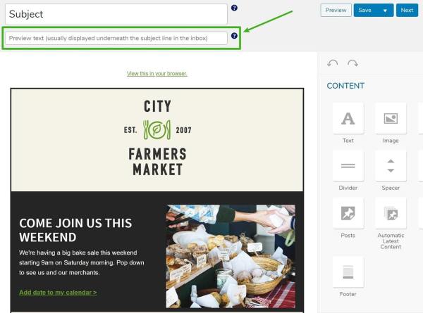 MailPoet lets you add a custom preview text