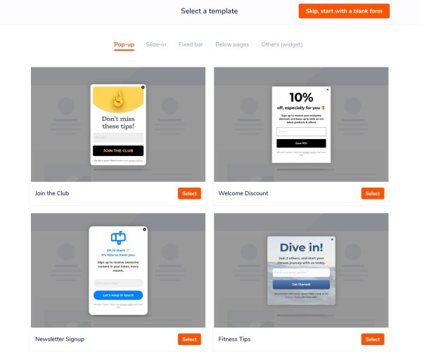 Choose a mobile responsive form template