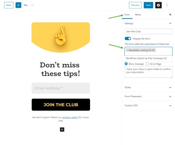 Configure misc. form settings