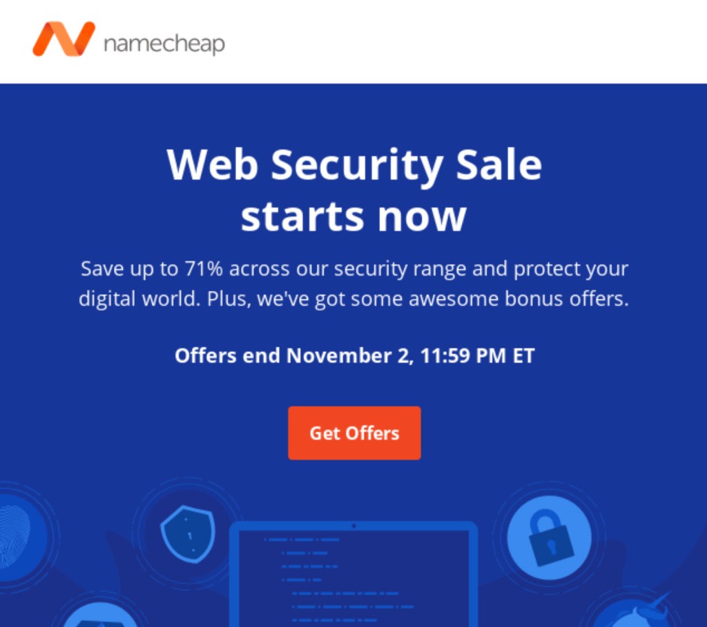 Namecheap Web Security countdown email