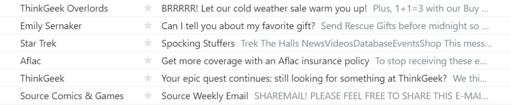 Think Geek email subject line