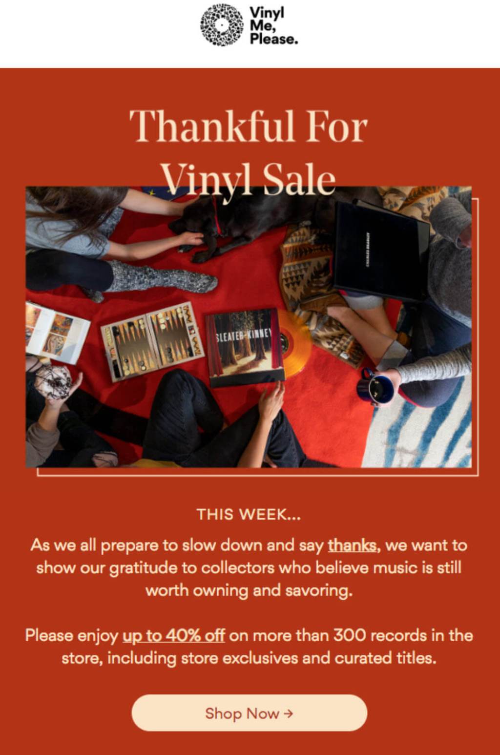 Sales Promotion Email Examples: Vinyl Me, Please email example