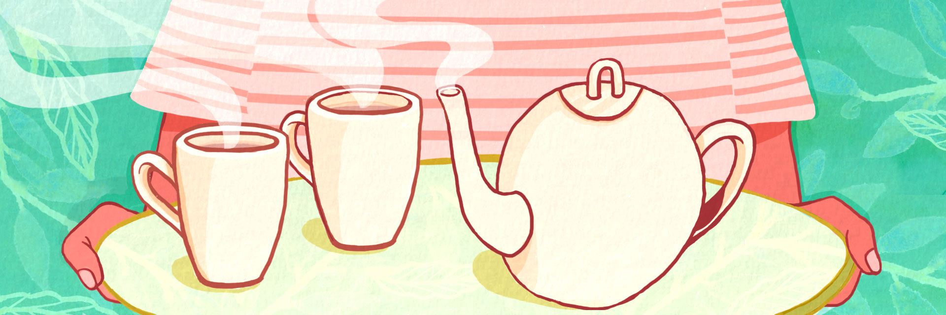 Illustration of tea and tea pot.