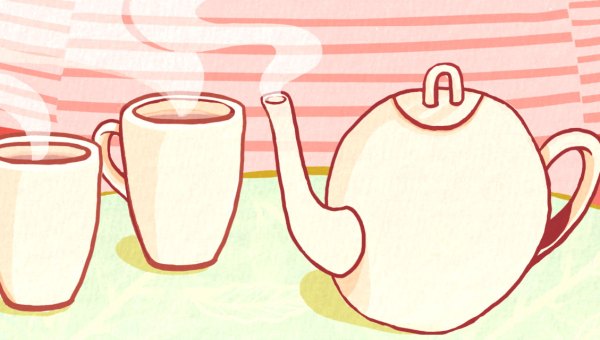 Illustration of tea and tea pot.