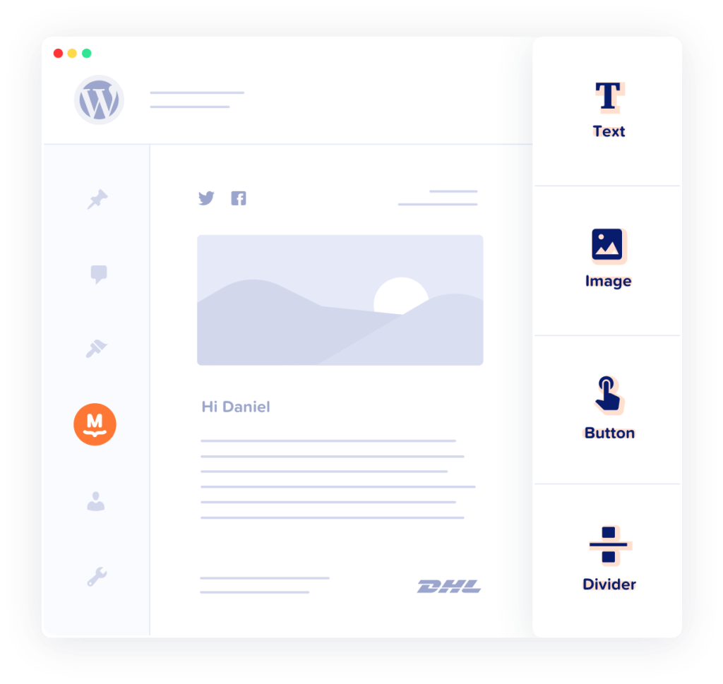 Illustration of MailPoet's WordPress newsletter editor