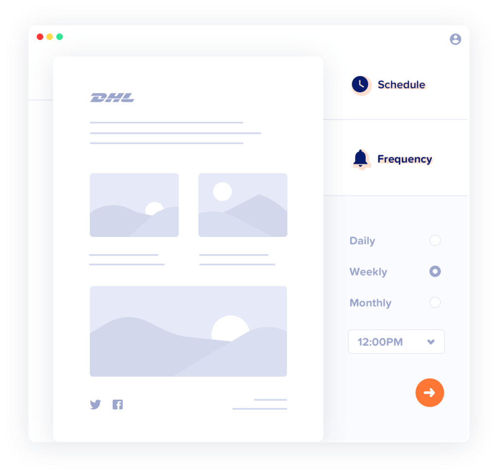 Illustration of MailPoet's email scheduling tool