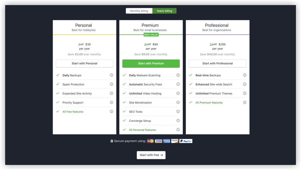 jetpack pricing plans