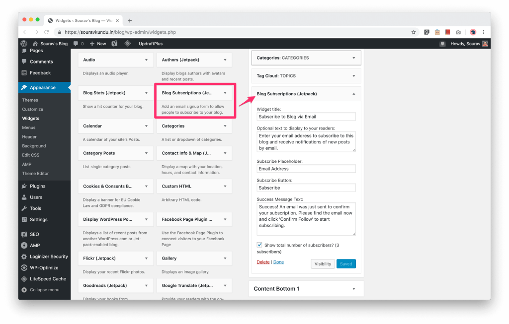 How to add Jetpack’s Blog Subscription widget in WordPress