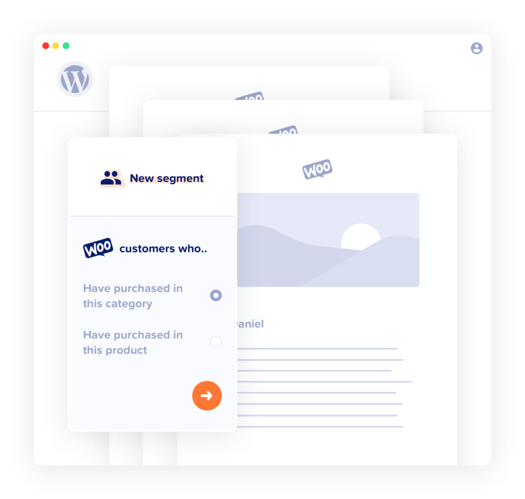 illustration of MailPoet's WooCommerce email list segmentation options