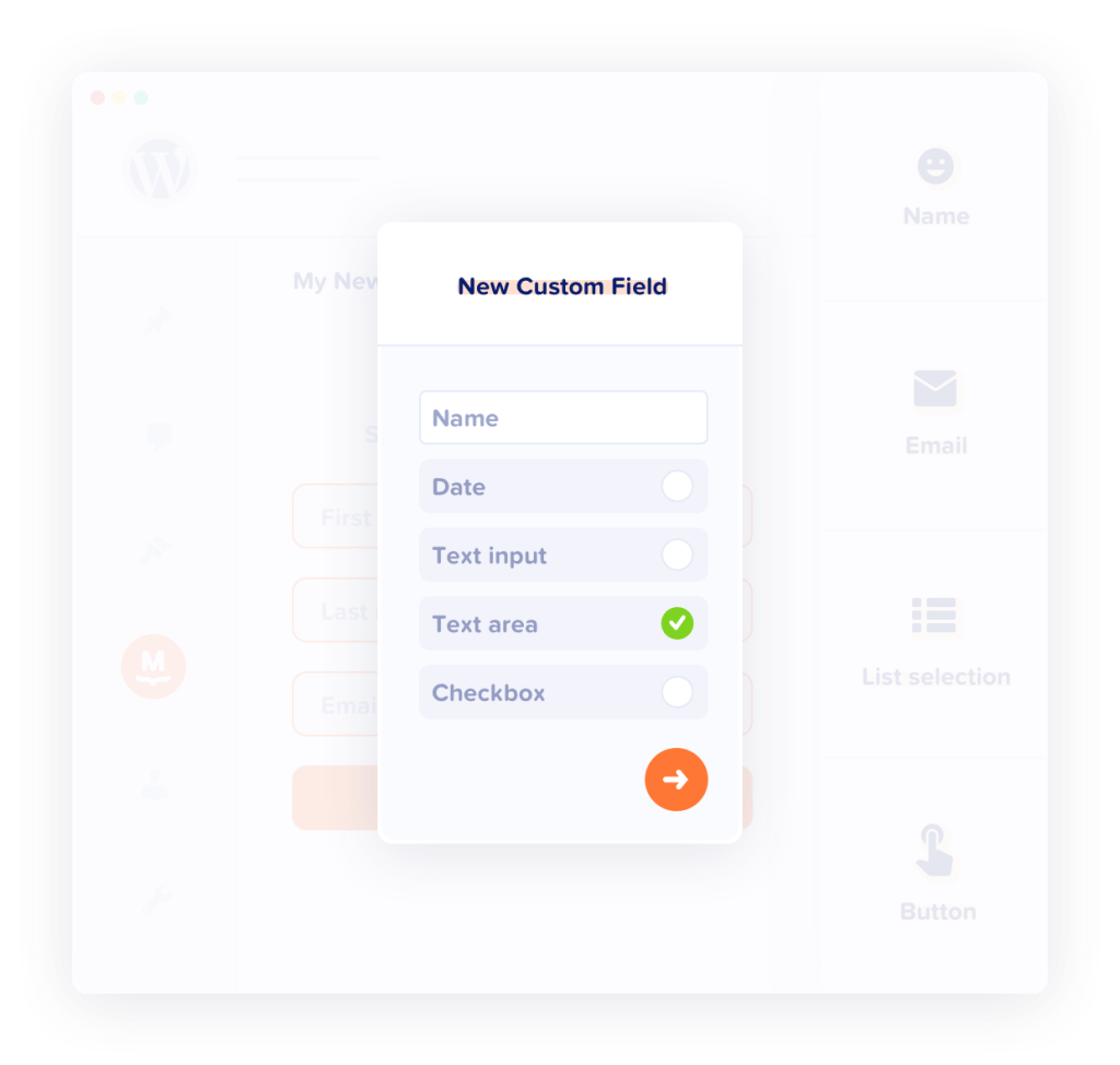 Illustration of custom fields available in WordPress signup forms