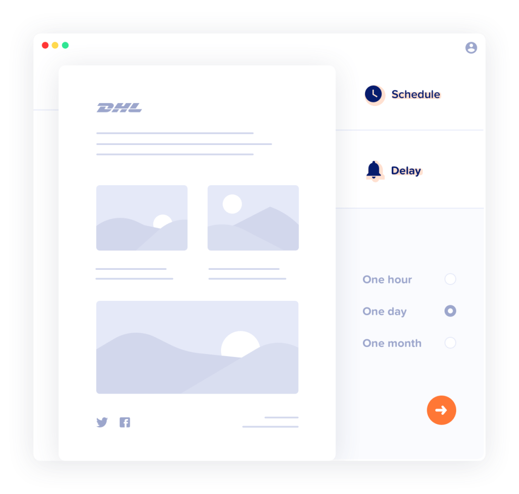 Illustration of MailPoet's email scheduling tool