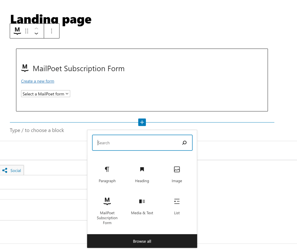 How to Create a Landing Page with WordPress: Add blocks