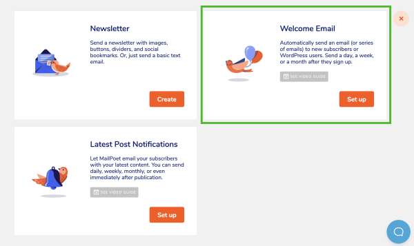 Welcome email option in MailPoet