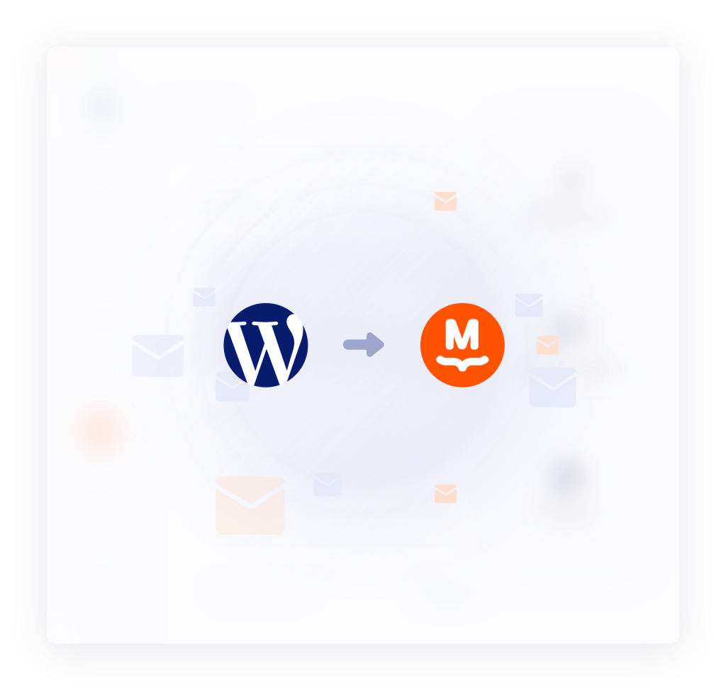 Illustration of WordPress and MailPoet logos