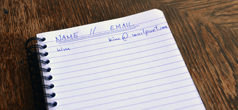 Email list on note pad