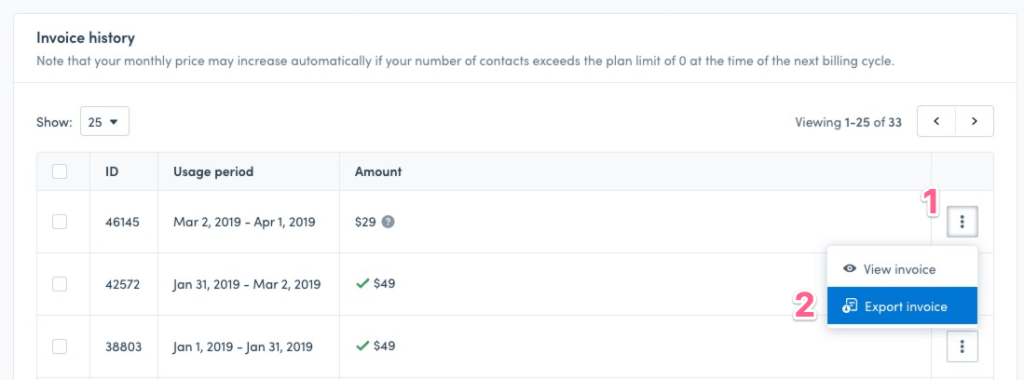 Export an invoice in Jilt