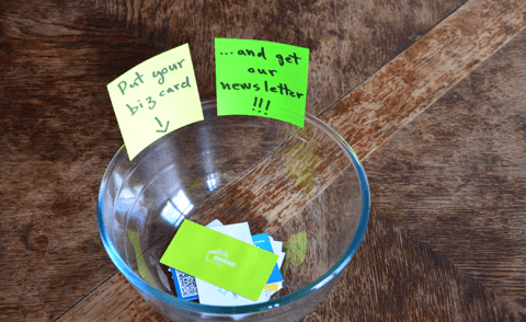 Fish bowl with business cards