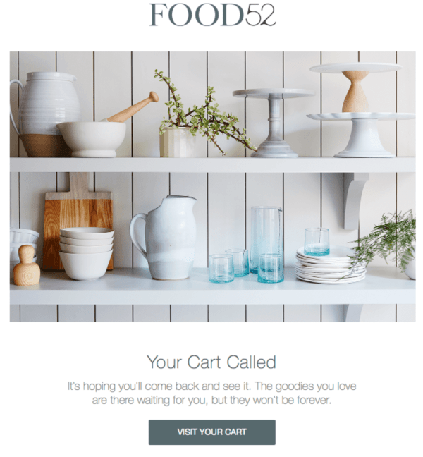 WordPress autoresponders: Food52 abandoned cart email