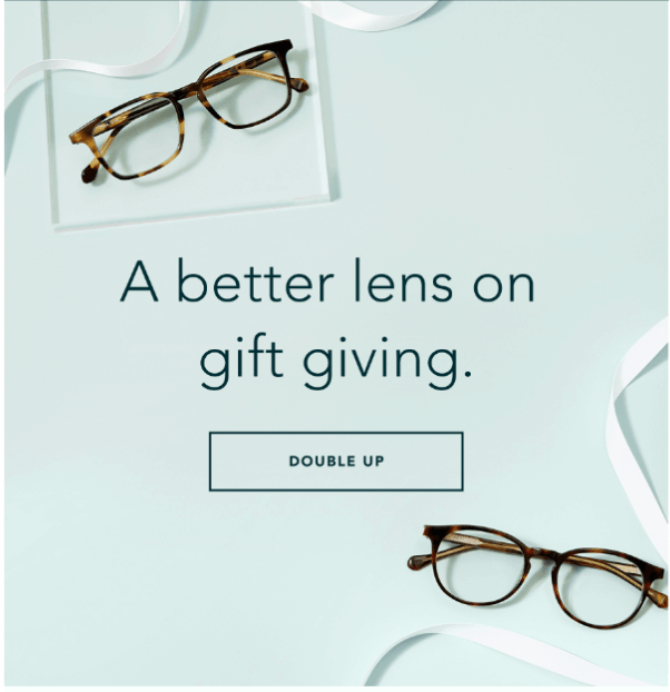 email with the text "a better lens on gift giving"