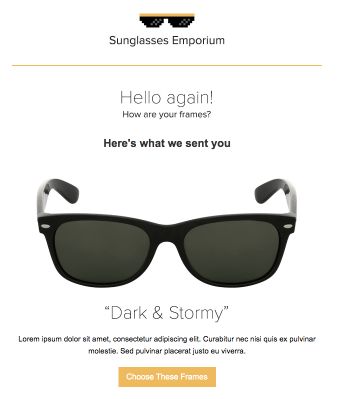 email example promoting sunglasses