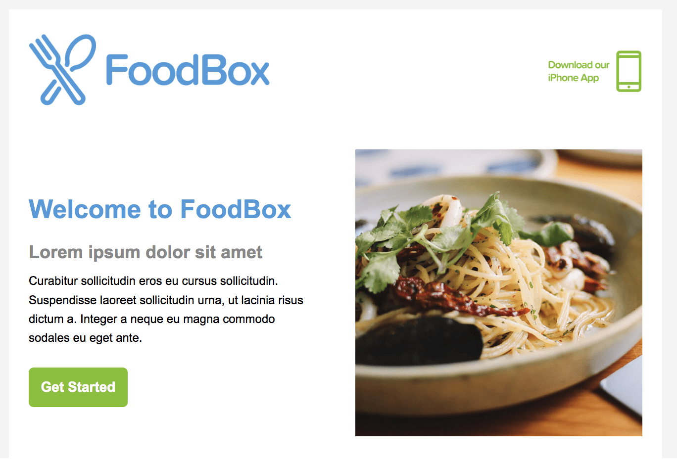 FoodBox email example