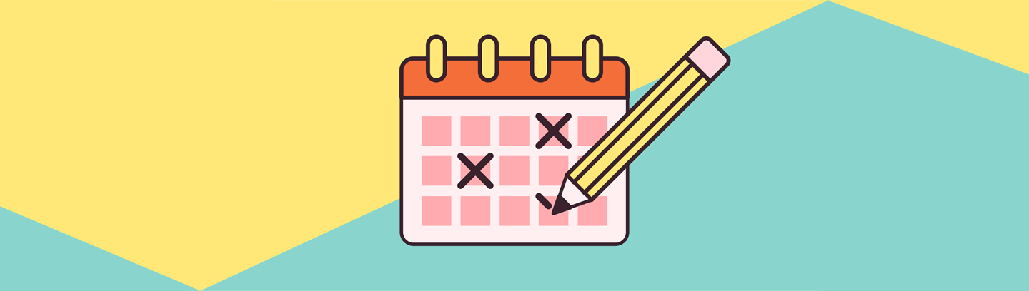 Illustration of pencil checking calendar.