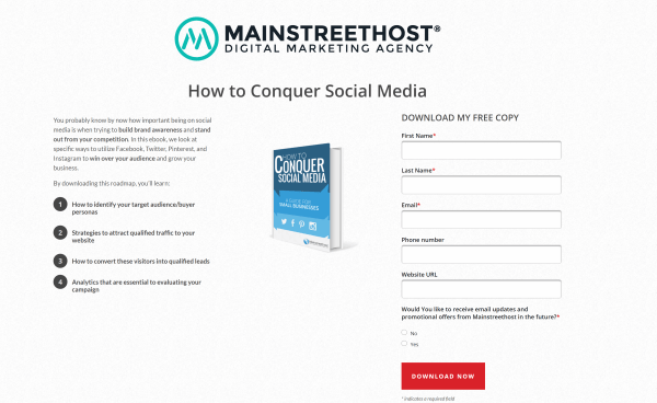 Opt-in bonuses: MainStreetHost Landing Page