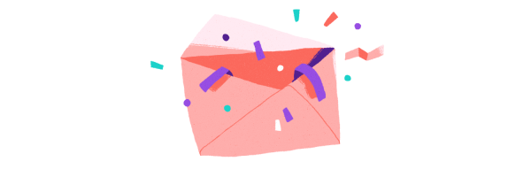 Envelope with confetti. 