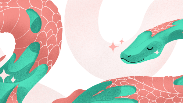 illustration of a friendly snake shedding its skin