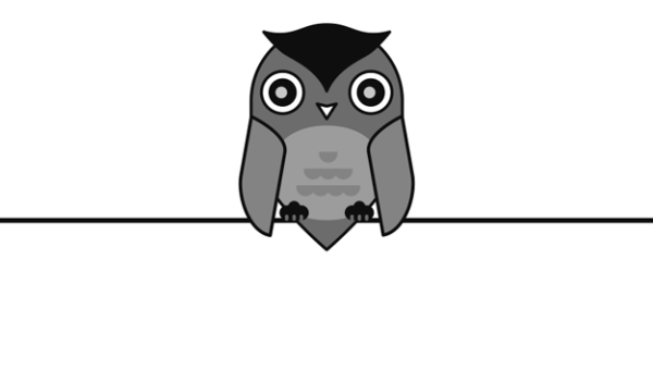 Illustration of an owl on a wire.