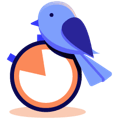 illustration of a bird next to a stopwatch