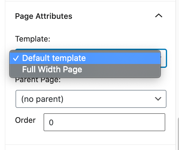 Page Attributes options in WordPress