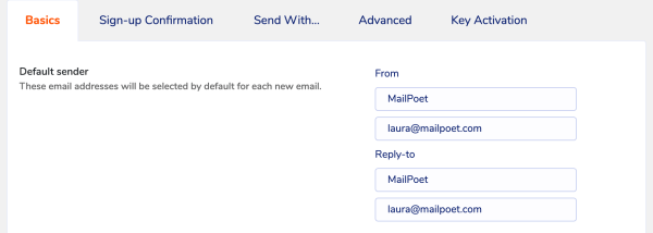 'From' email address settings in MailPoet