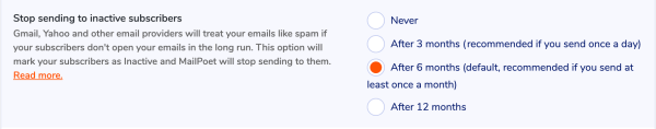Inactive subscribers feature in MailPoet