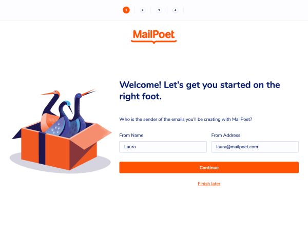 MailPoet setup wizard