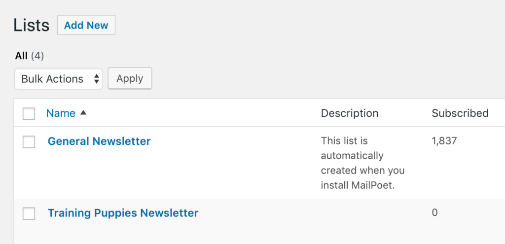 Adding a second mailing list.