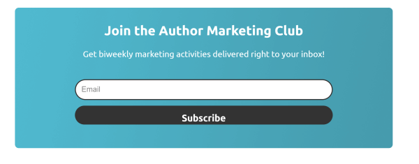 Author Marketing club signup form