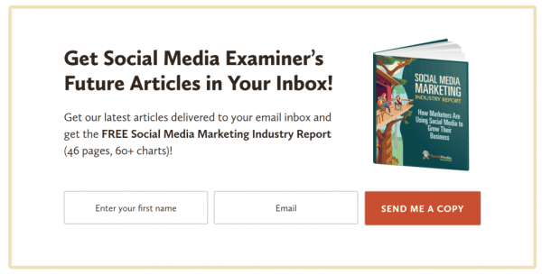 Social Media Examiner's embedded signup form