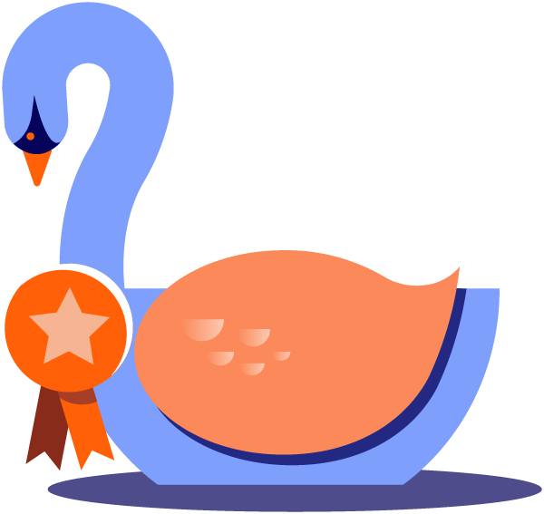 illustration of a swan with a medal