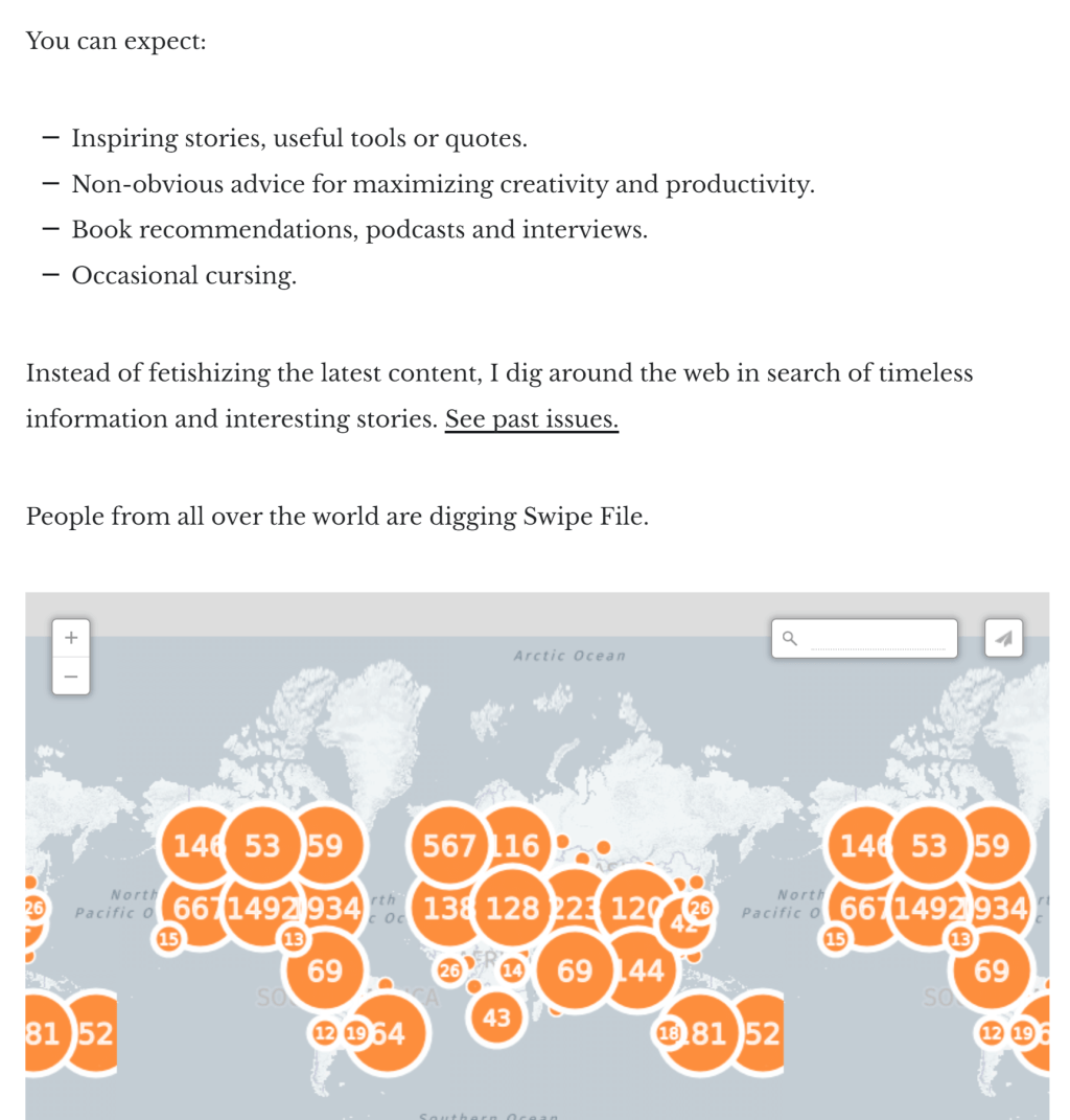 Swipe File landing page part two