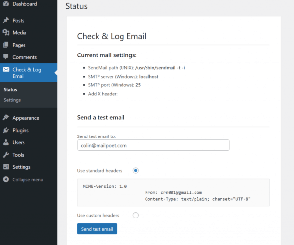 How to check if WordPress is sending email